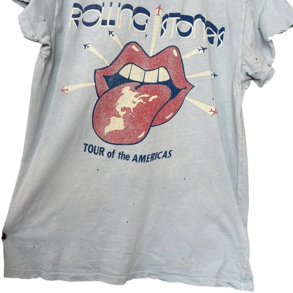 Madeworn Rolling Stones Blue Distressed T Shirt Size Small - Picture 5 of 6